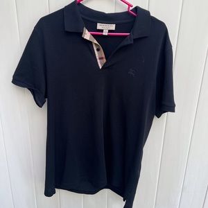 Black Burberry polo shirt button up